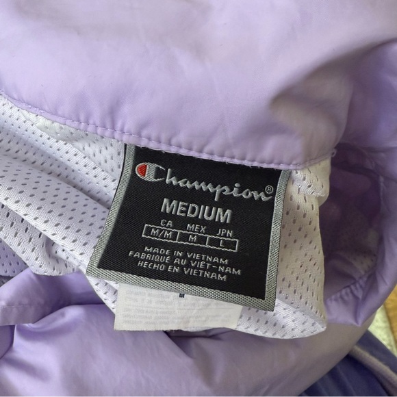 Champion Lilac Purple Windbreaker Jacket | Vintage Style Logo Zip-Up **Flaw** - Picture 5 of 7